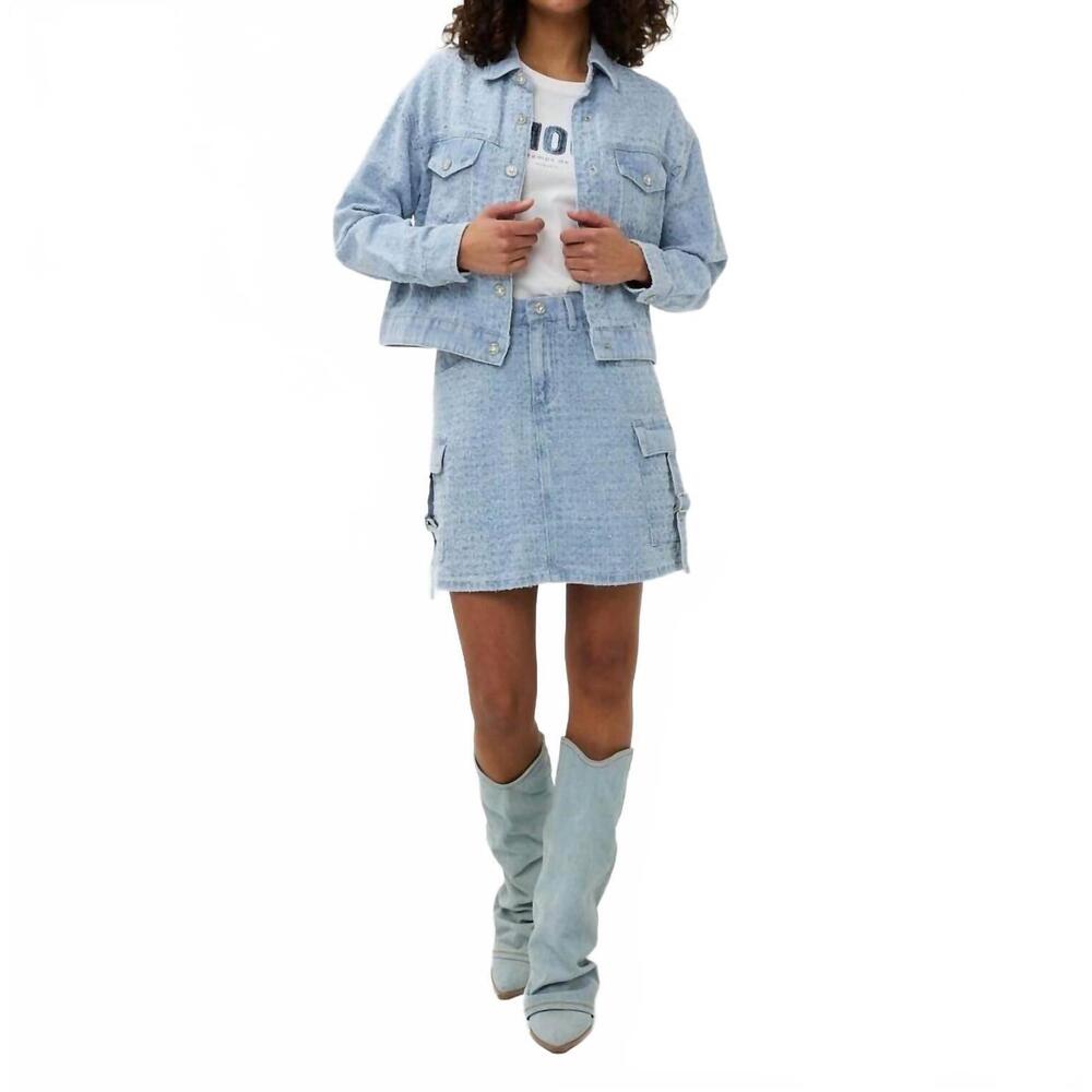 NEW ESQUALO druna distressed jeans jacket in light blue